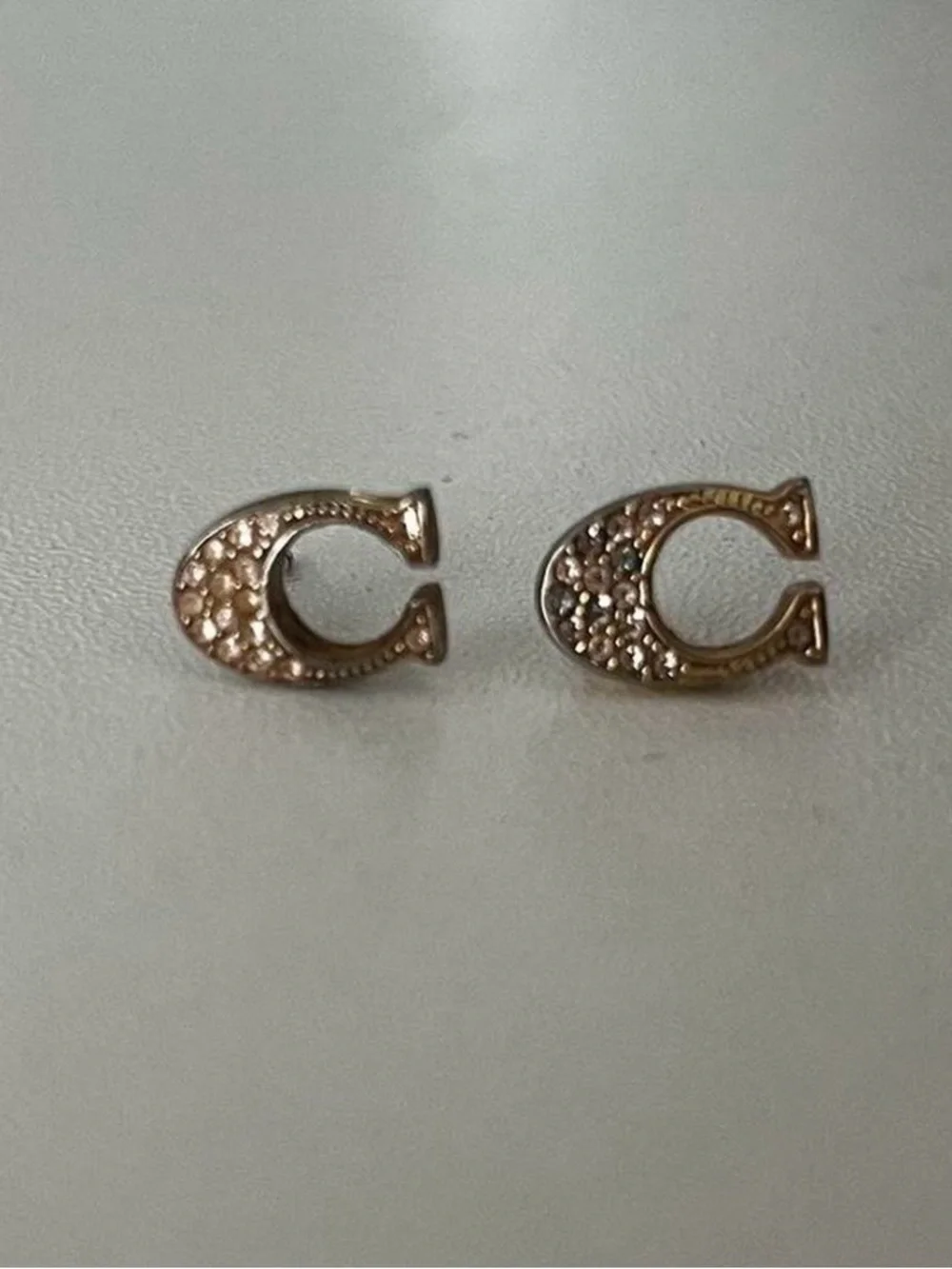Coach Gold Crystal 'C' Stud Earrings - Picture 4 of 4